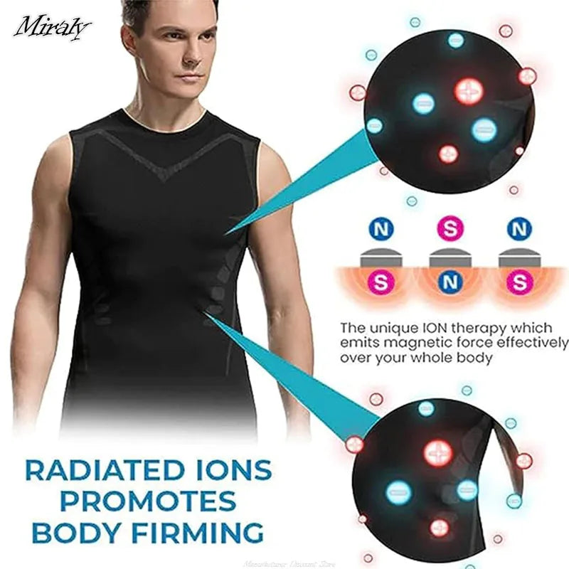 Ionic Shaping Vest For Men Ice-Silk Slimming Vest Body Shaper Compression Shirts Tank Top Tummy Control Sleeveles Fitness Shirts