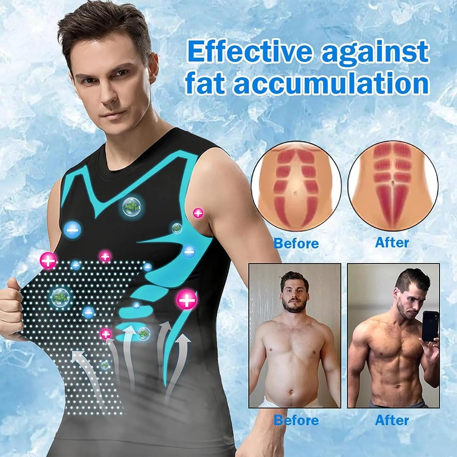 Ionic Shaping Vest For Men Ice-Silk Slimming Vest Body Shaper Compression Shirts Tank Top Tummy Control Sleeveles Fitness Shirts