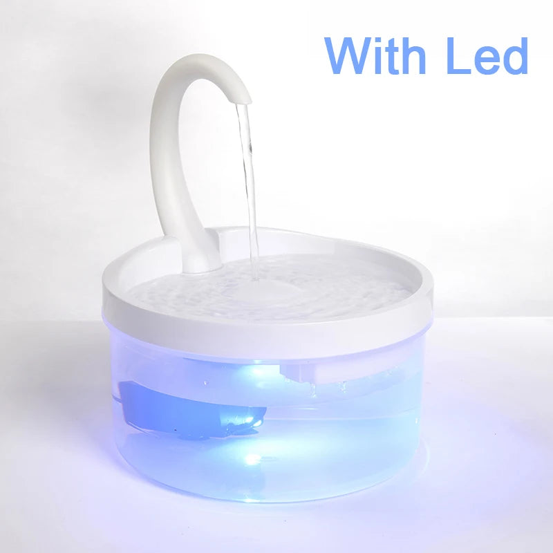 2L Cat Water Fountain LED Blue Light USB Powered Automatic Water Dispenser Cat Feeder Drink Filter For Cats Drinking Fountain