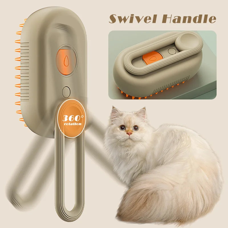 Steamy Cat Brush 3 in 1 Electric Anti-splashing for Massage Pet Grooming Comb Hair Removal Combs New Cat Brush with Steam Spray