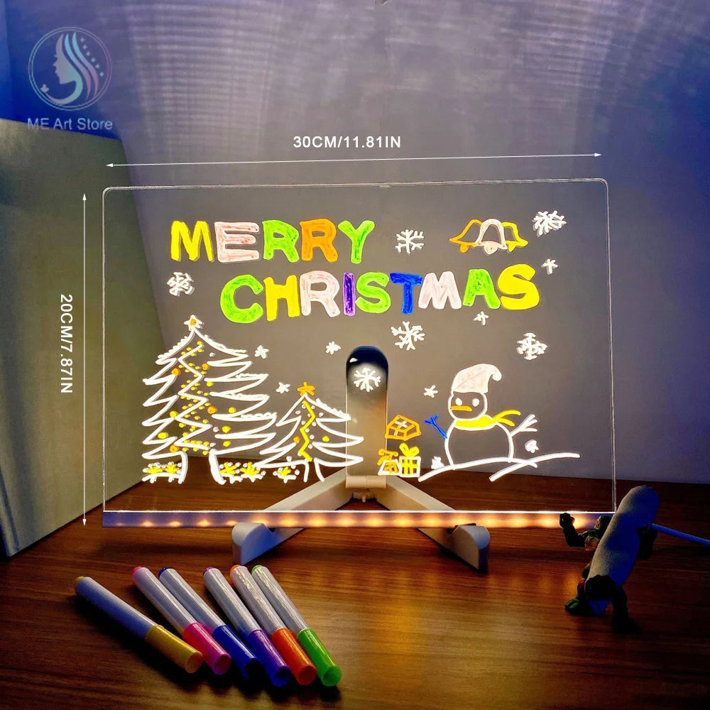 Creative LED Lamp Message Note Board Erasable USB Children‘s Drawing Board Bedroom Night Light Birthday Kids Gift Night Lamp