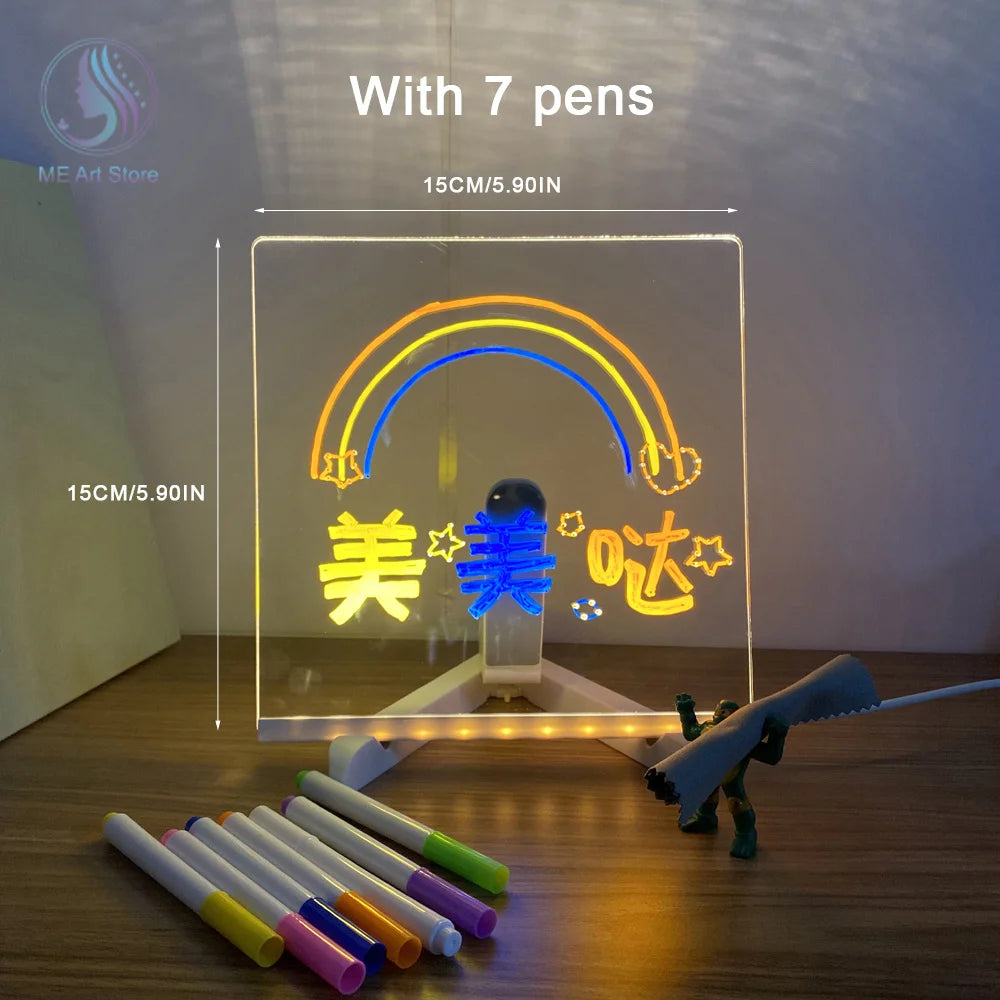 Creative LED Lamp Message Note Board Erasable USB Children‘s Drawing Board Bedroom Night Light Birthday Kids Gift Night Lamp