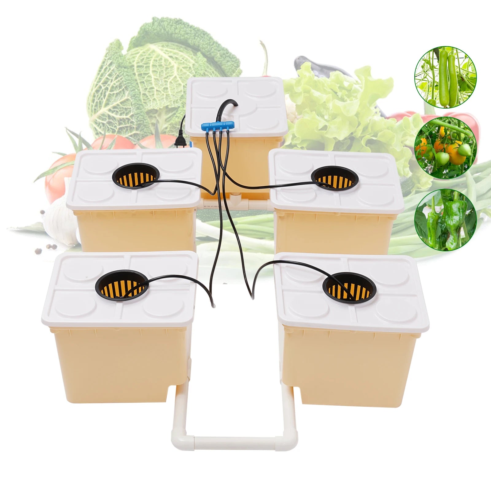 11L Vegetable Aquaponic Kit Hydroponics Dutch Bucket Drip Growing System Complete Plants