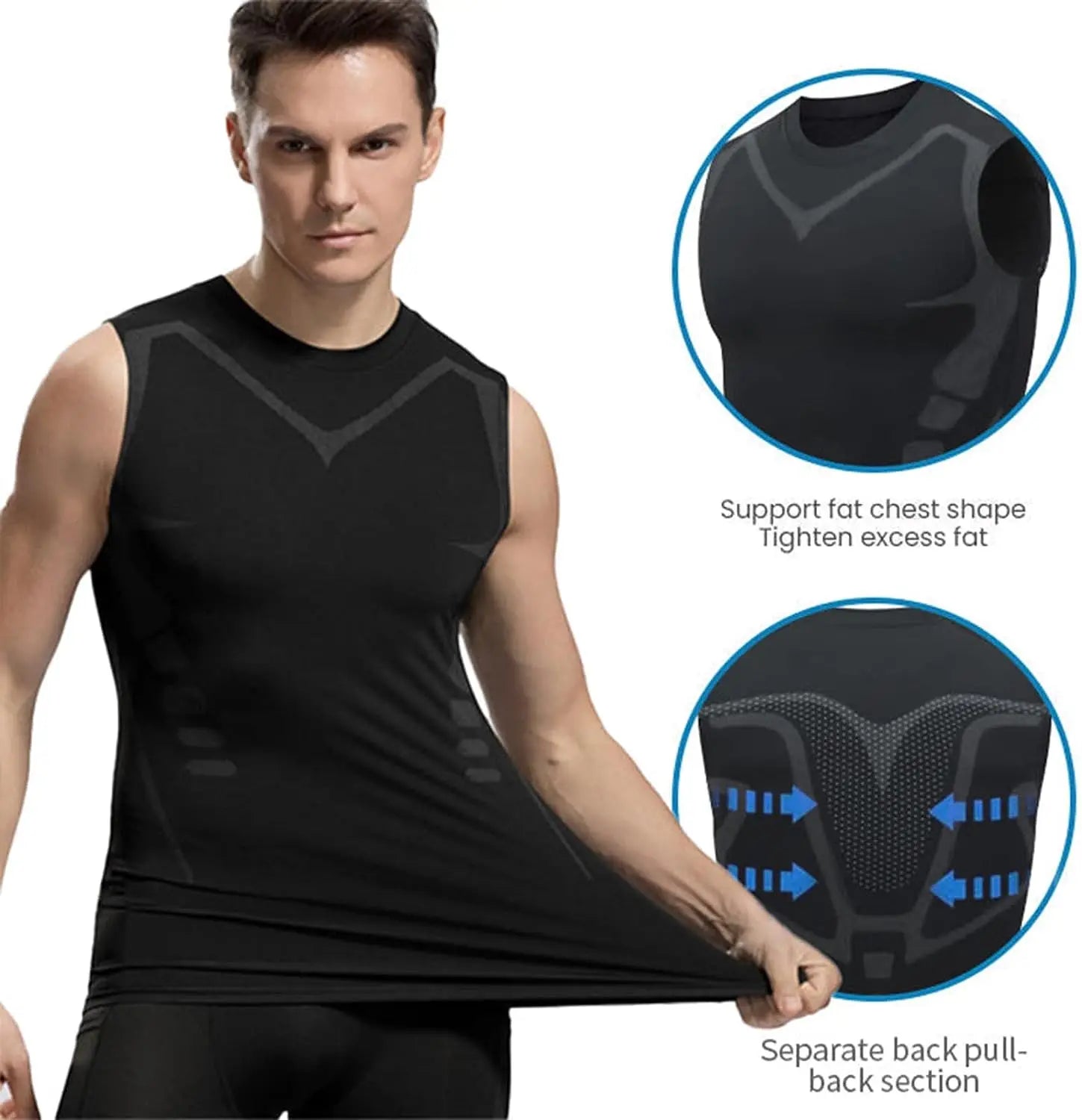 Ionic Shaping Vest For Men Ice-Silk Slimming Vest Body Shaper Compression Shirts Tank Top Tummy Control Sleeveles Fitness Shirts