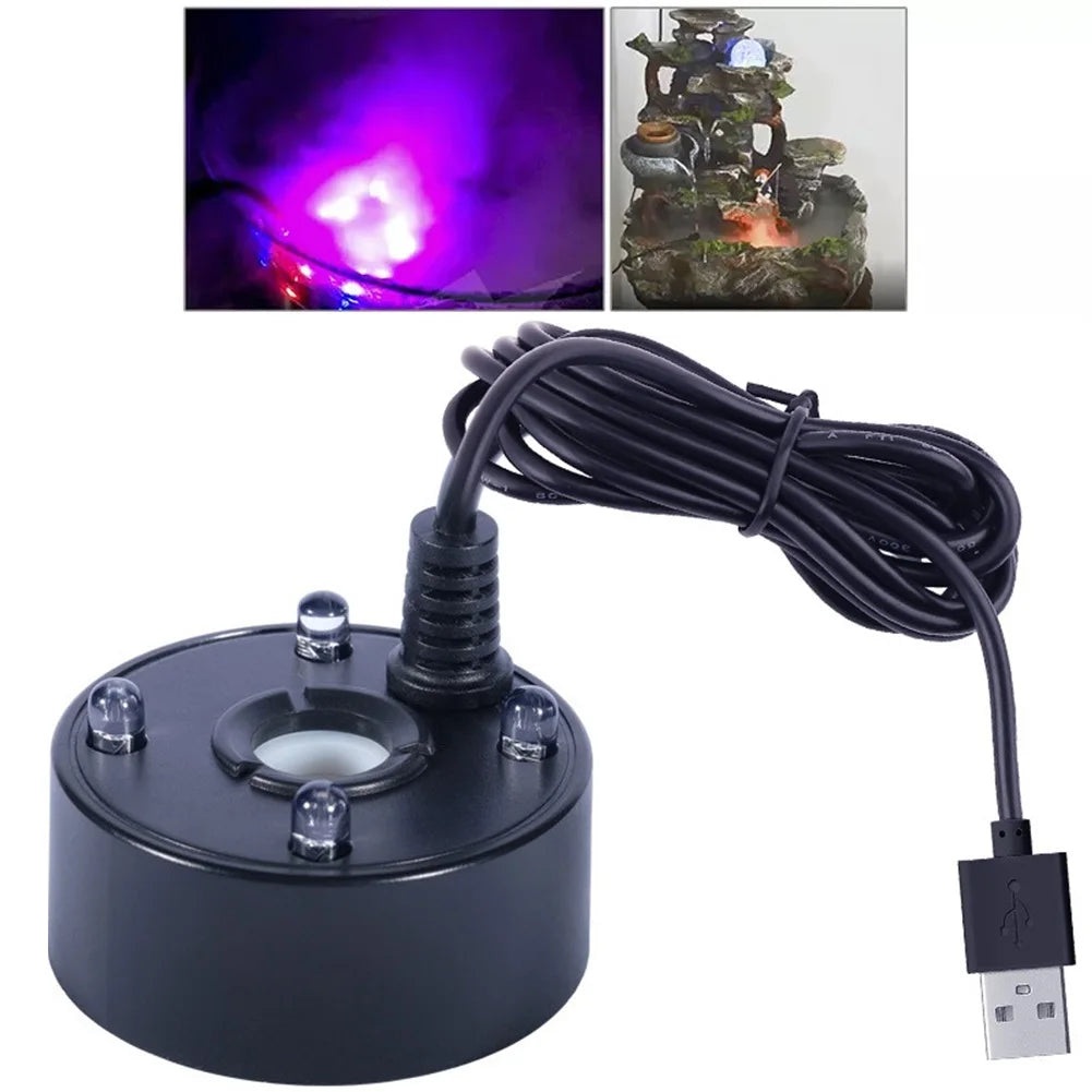 5V USB Mist Maker Fogger With LED Fog Maker Machine LED Colorful Lights Indoor Fountain Garden Pond Water Fogger Atomizer