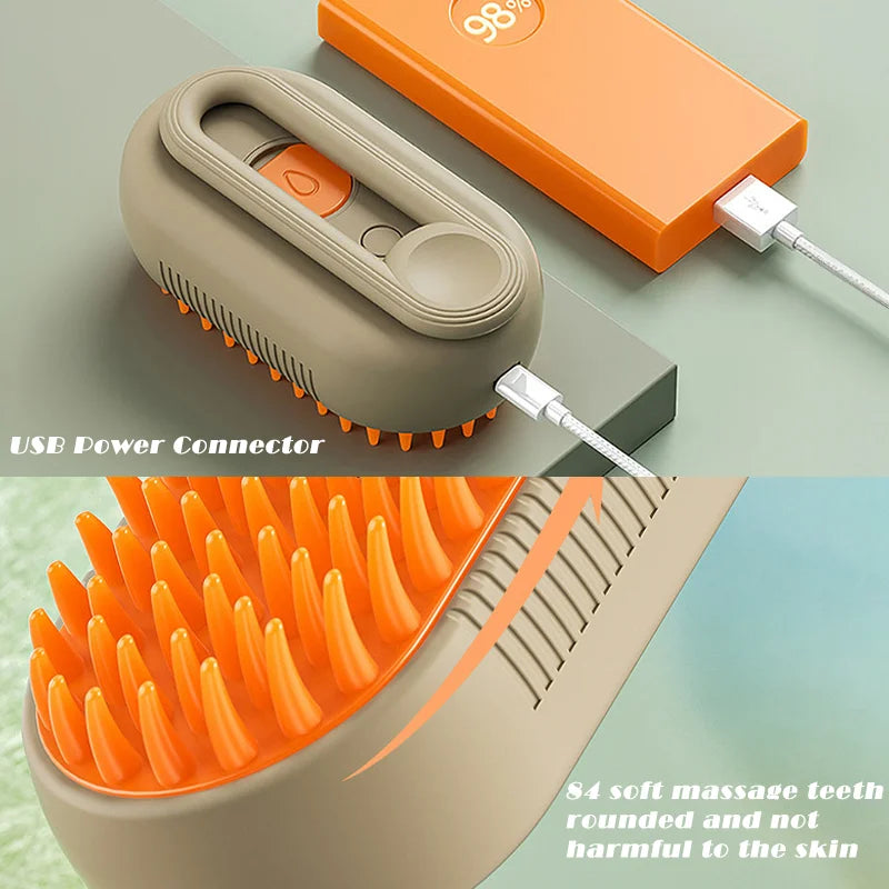 Steamy Cat Brush 3 in 1 Electric Anti-splashing for Massage Pet Grooming Comb Hair Removal Combs New Cat Brush with Steam Spray