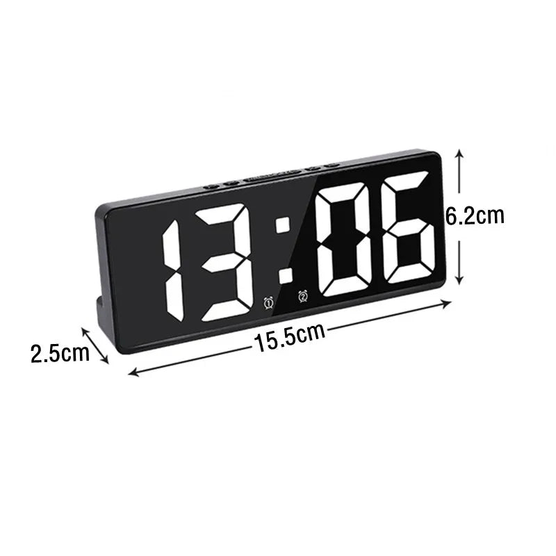 Voice Control Digital Alarm Clock Teperature Snooze Night Mode Desktop Table Clock 12/24H Anti-disturb Funtion LED Clocks Watch